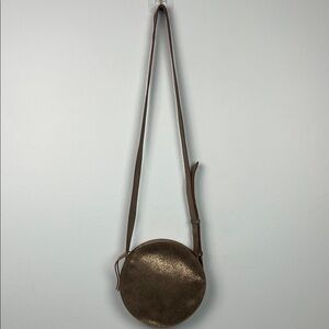 Madewell metallic sand simple circle crossbody leather bag